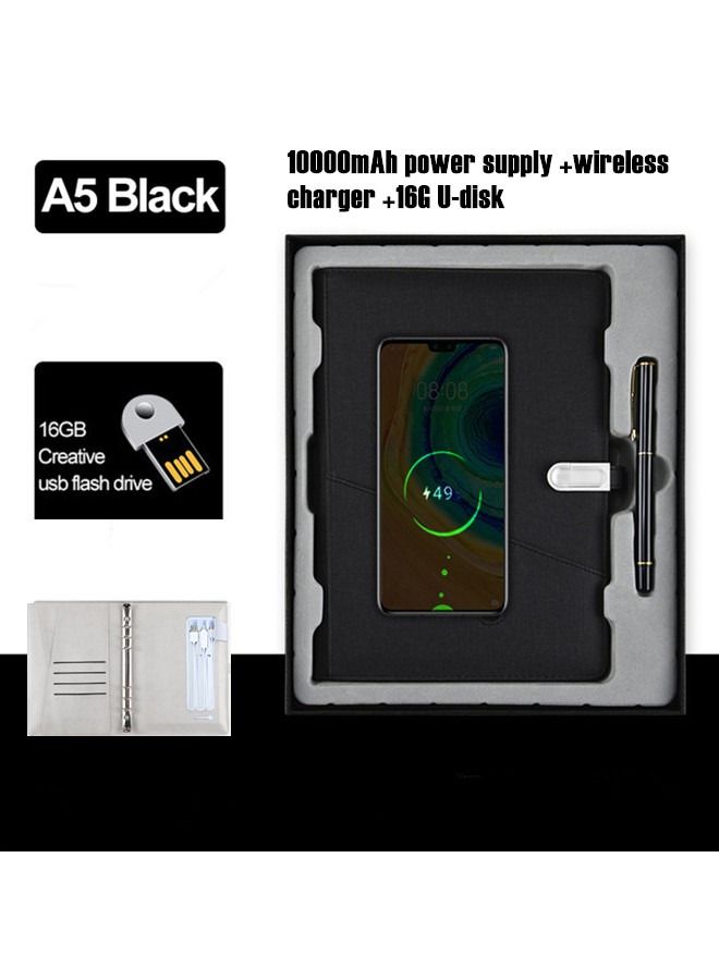 Generic Multifunctional Notebook Binder Spiral Diary with 10000 mAh Wired/Wireless Charging and 16G Portable U Disk  - Image 1