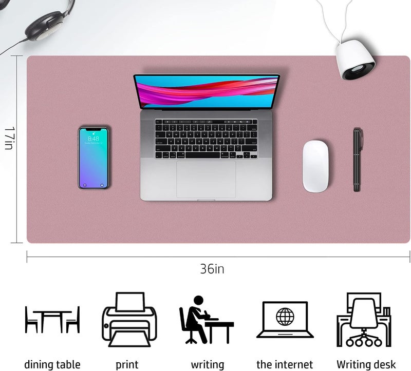Aothia Double-Sided PU Leather Desk Pad - Non-Slip Large Mouse Pad & Desk Mat for Office, Home - Waterproof, Easy to Clean, Durable Dual-Sided Surface (36" x 17", Purple) - Image 3
