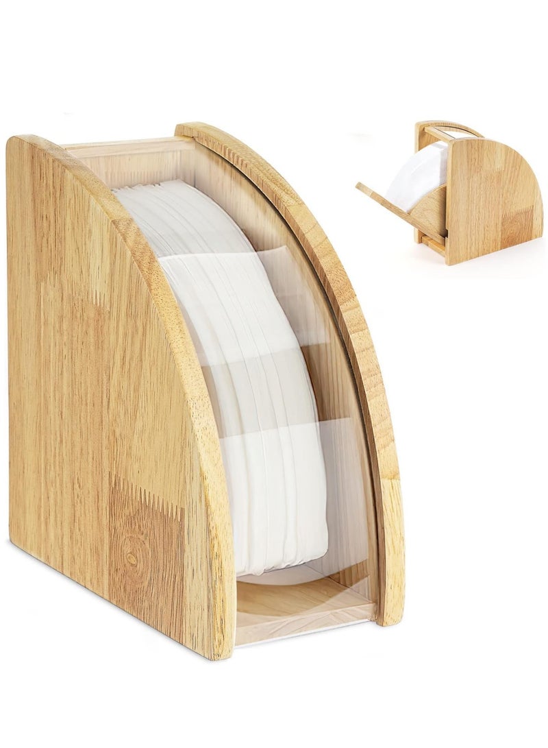 SYOSI Coffee Filter Holder, Detachable Wooden V60 Coffee Filter paper Holder Storage with Acrylic Dust-proof Cover, Coffee Paper Filter Container Rack Dispenser for #01#02  - Image 1
