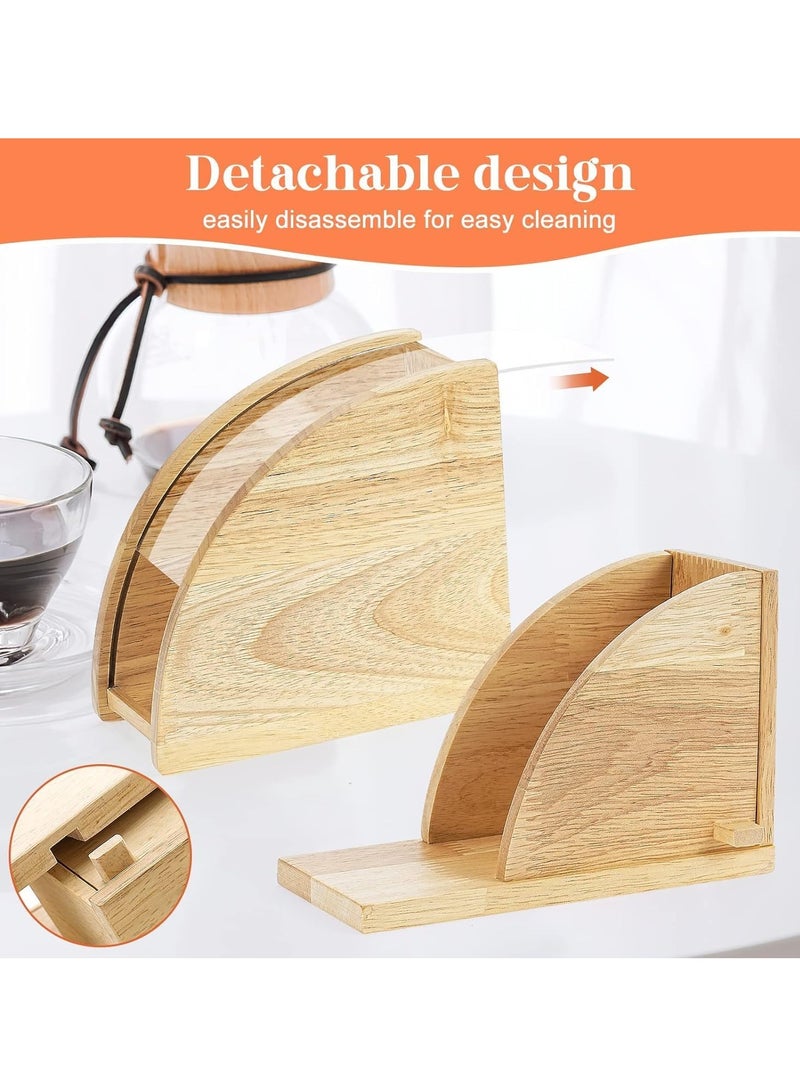 SYOSI Coffee Filter Holder, Detachable Wooden V60 Coffee Filter paper Holder Storage with Acrylic Dust-proof Cover, Coffee Paper Filter Container Rack Dispenser for #01#02  - Image 5