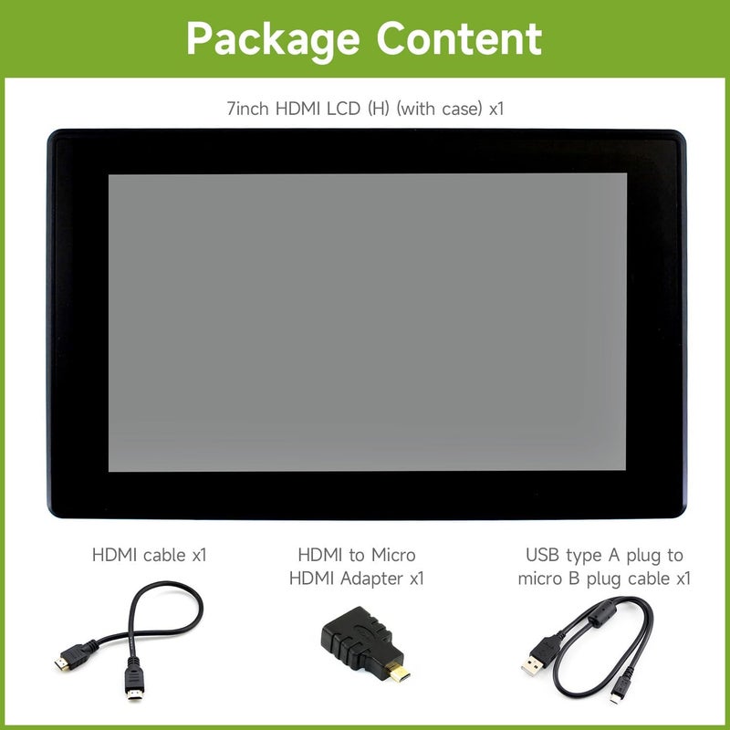 Waveshare 7-Inch HDMI LCD (H) Monitor with Capacitive Touch Screen and Toughened Glass Cover - Image 2