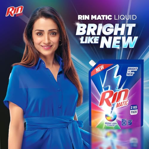 RIN Matic Liquid Detergent, 2Kg, for Dazzling Brightness, with Bright Lock Technology, Long-Lasting Fragrance, for Front Load Washing Machines - Image 4