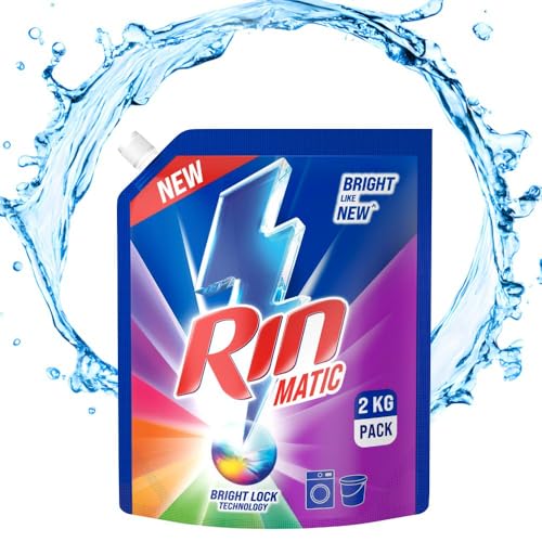 RIN Matic Liquid Detergent, 2Kg, for Dazzling Brightness, with Bright Lock Technology, Long-Lasting Fragrance, for Front Load Washing Machines - Image 3