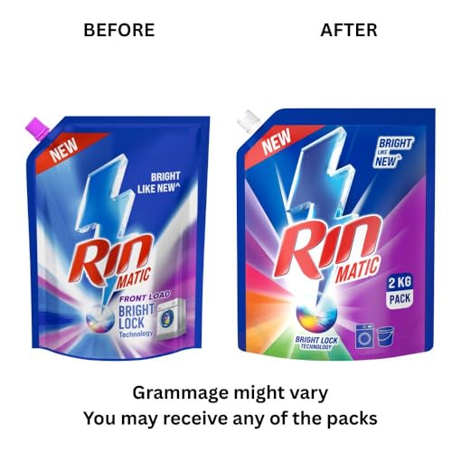 RIN Matic Liquid Detergent, 2Kg, for Dazzling Brightness, with Bright Lock Technology, Long-Lasting Fragrance, for Front Load Washing Machines - Image 2