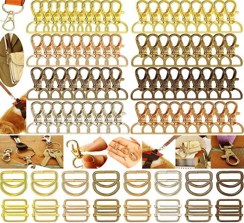 DIY Crafts DIY Crafts (25 Sets, Antique Gold) Lobster Clasps Key Rings Clip Connector Hooks, D Rings, Slide Buckle for Keychain Key Rings Clip Connector Bags Art Jewellery Clasps Making Findings  - Image 1