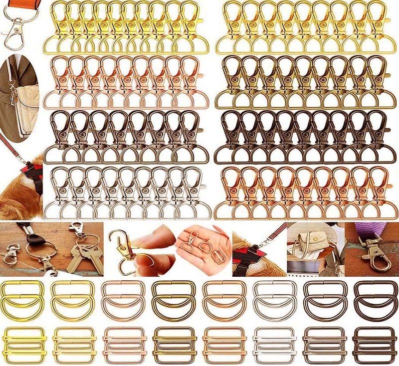 DIY Crafts DIY Crafts (25 Sets, Antique Gold) Lobster Clasps Key Rings Clip Connector Hooks, D Rings, Slide Buckle for Keychain Key Rings Clip Connector Bags Art Jewellery Clasps Making Findings  - Image 2