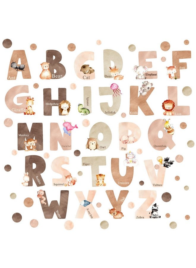 Easma Animal Alphabet Wall Decals Alphabet Letters for Wall Peel and Stick Wall Decal for Kids Boys Girls Bedroom Educational ABC Wall Decor Learning Wall Decal Vinyl Sticker for Nursery Playroom Classroom - Image 1