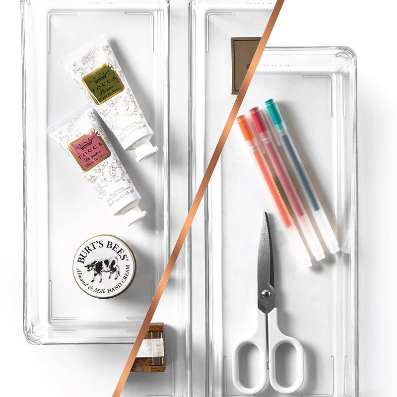 BINO | Oblong Plastic Drawer Organizer Bin, 2-Pack | THE ARTISAN COLLECTION | Multi-Purpose | Durable | BPA-Free | Desk, Vanity, Bathroom & Makeup Drawer Organizer - Image 4