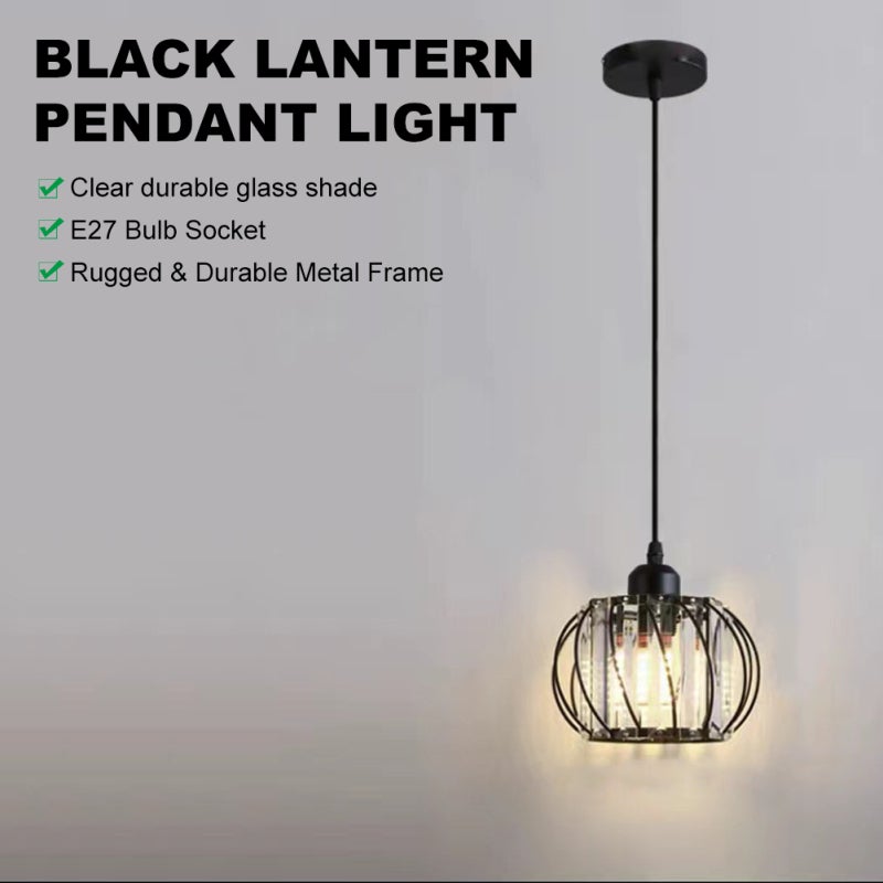 Pendant Lantern Light: Black High-quality Glass Shade - Sleek Modern Design Adjustable Wire Up To 100cm With E27 Bulbs For Entrances Dining Areas Bedrooms - Image 3