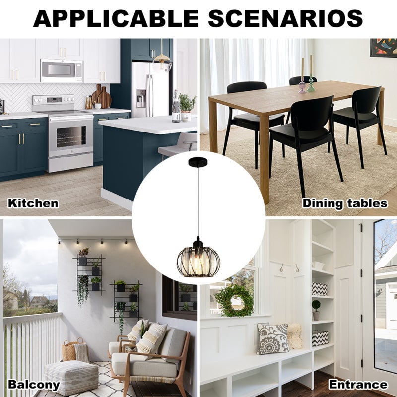 Pendant Lantern Light: Black High-quality Glass Shade - Sleek Modern Design Adjustable Wire Up To 100cm With E27 Bulbs For Entrances Dining Areas Bedrooms - Image 4