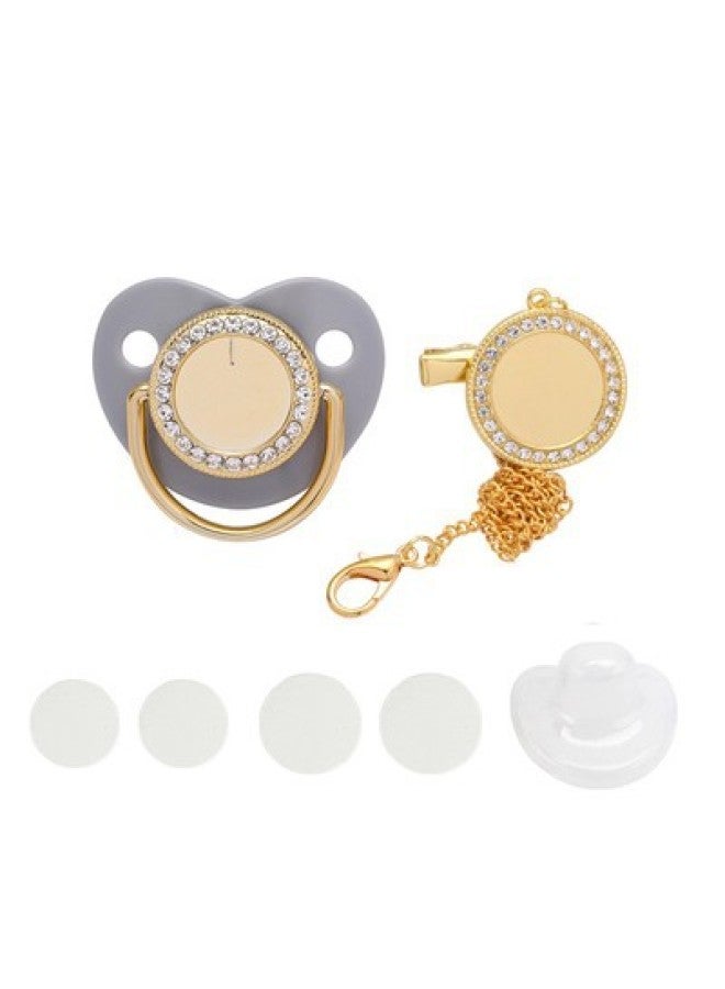 Popular Baby Pacifier With Diamond Chain Play Mouth Silicone Sleeping-shaped Thermal Transfer Blank Nipple