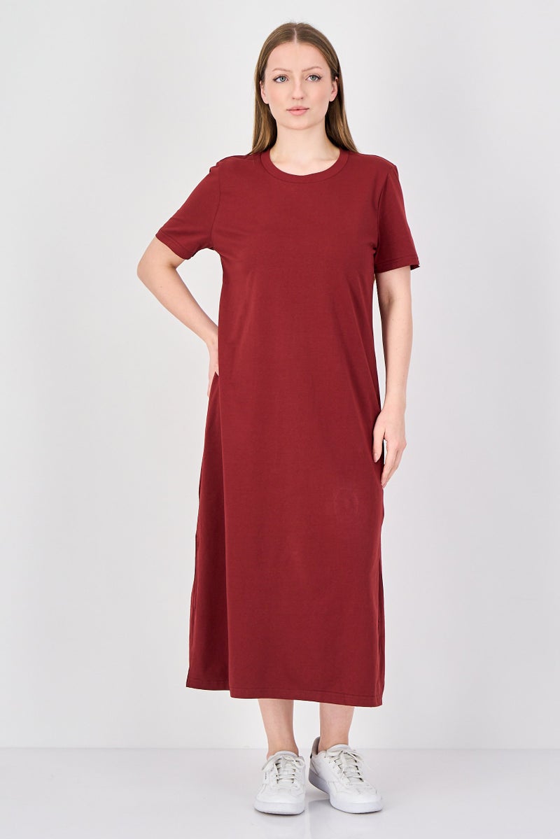 Fudo Comforts By Fudo Women Plain Maxi T-Shirt Dress, Brown - Image 1