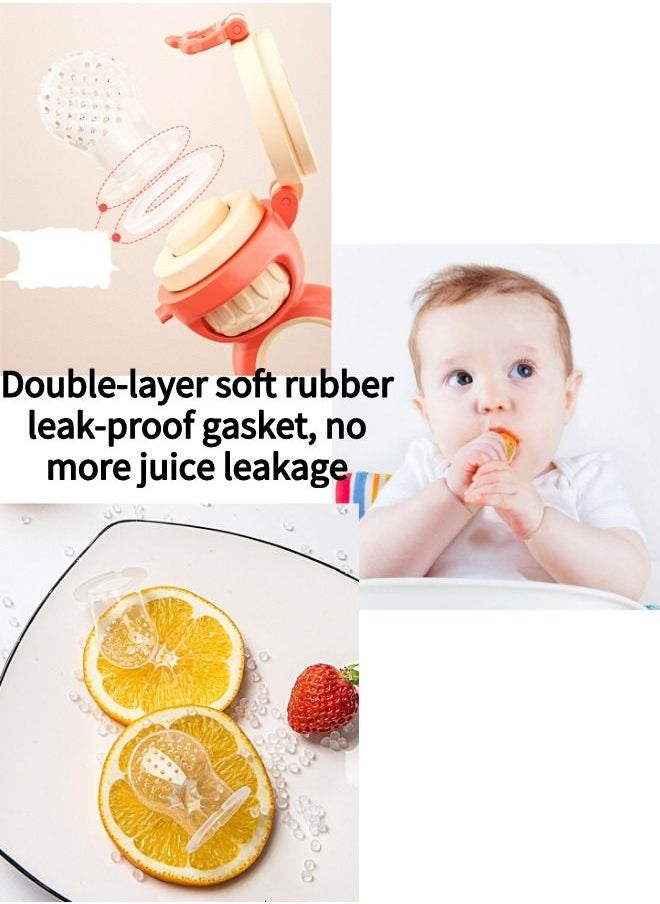 XiuWoo - Baby Pacifier Fresh Fruit Food Nutrition Supplies Rotating Push Feeder Set with 3 Pacifiers and 1 Scraper - Image 1