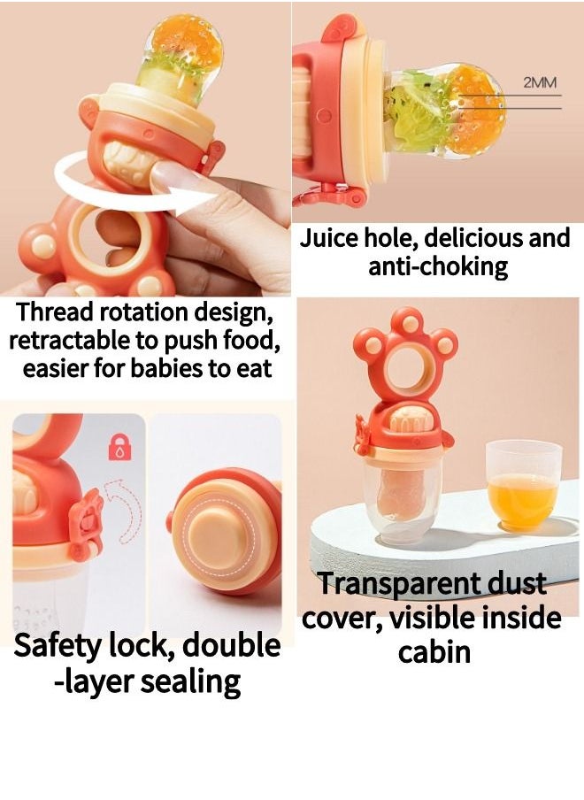 XiuWoo - Baby Pacifier Fresh Fruit Food Nutrition Supplies Rotating Push Feeder Set with 3 Pacifiers and 1 Scraper - Image 1