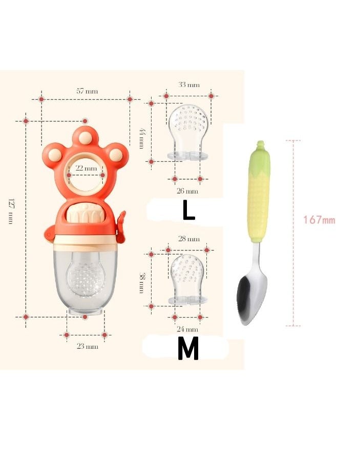 XiuWoo - Baby Pacifier Fresh Fruit Food Nutrition Supplies Rotating Push Feeder Set with 3 Pacifiers and 1 Scraper - Image 1