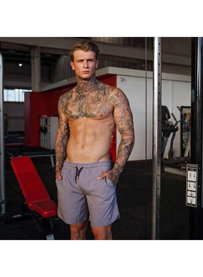 COOFANDY COOFANDY Men's 2 Pack Gym Workout Shorts Quick Dry Bodybuilding Weightlifting Pants Training Running Jogger with Pockets, Grey/Olive Green, X-Large - Image 1