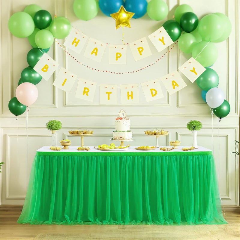 Suppromo Green Tulle Table Skirt for Birthday Party 6ft Green Ruffle Tutu Tablecloth for Baby Shower Gender Reveal Wedding  Hawaiian Jungle Luau Themed Party  Animal Safari Theme Party Decorations - Image 1