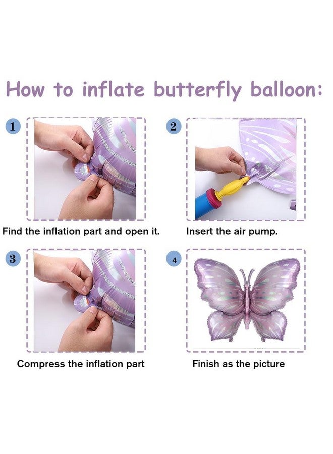 GIHOO Purple Butterfly Balloon Arch Garland Kit 150 Pcs White Sand Boho Pastel Balloon With Purple Large Butterfly Foil Balloon Butterfly Theme Birthday Baby Shower Fiesta Party Decorations For Girls - Image 3