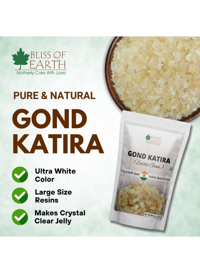 BLISS OF EARTH Gond Katira Pure Organic Gum, Gond Katira for Bones Health, Natural Cooling Agent for Summer, Tragacanth Gum for Skin, Weight Loss, & Digestive Health – 500g - Image 2