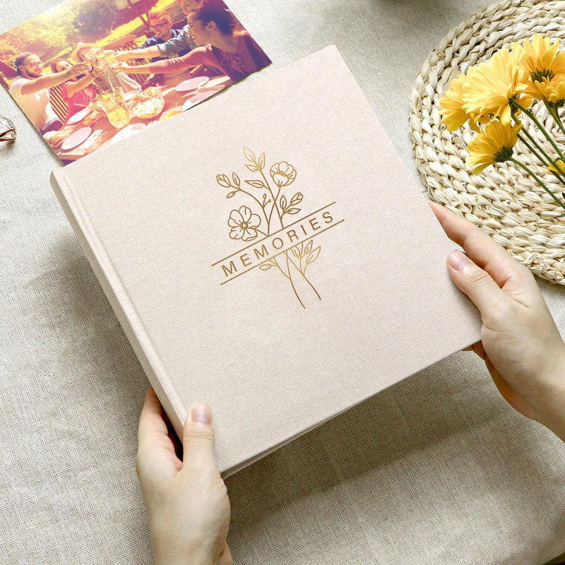 Holoary Photo Album 4x6 200 Photos with Writing Area, 200 Pockets Picture Album, Linen Fabric Cover Big Picture Book for Photos, 4x6 Photo Albums for Memories Family Weddings Travel(Beige) - Image 3