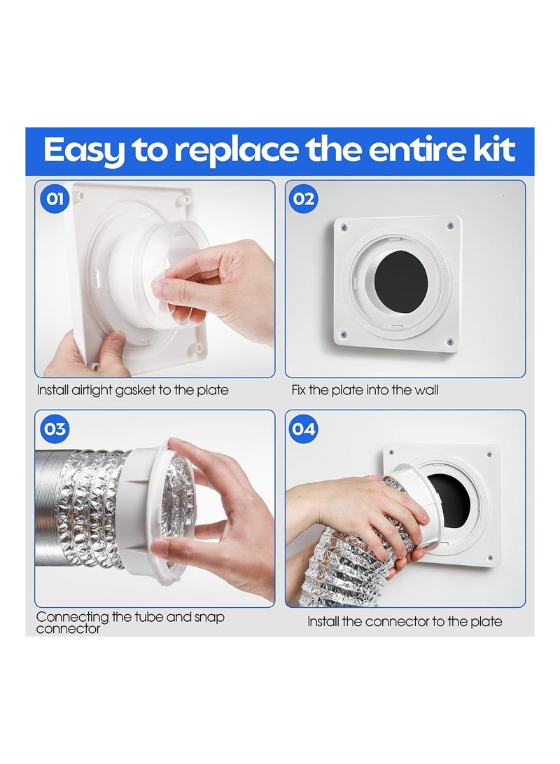 MVAQKLM  Dryer Vent Wall Plate Adapter, 7x7 inch, Snap to Vent Dryer Dock Connector Kit, Tighter and Reliable Hose Connect, Upgrade Clear Airtight Gasket, Easy to Install for Cleaning and Maintenance Fits 4 Inch Tubes - Image 5