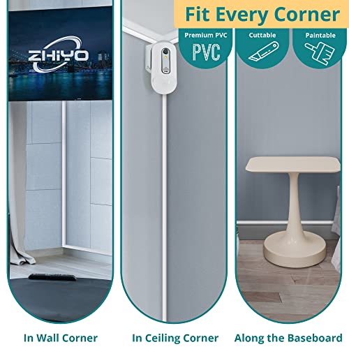 ZhiYo 136in Corner Cable Concealer, Large Corner Cord Hider, Wire Covers for Cords, Paintable Corner Cord Cover, Cable Management Channel Cable Raceway for Wall, Floor Baseboard, Ceiling -8 X L17in - Image 3