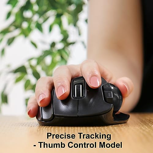ELECOM EX-G Trackball Mouse, 2.4GHz USB Wireless, Ergonomic Design, Thumb Control, Smooth Roller Ball, Optical Tracking, 6 Programmable Buttons, Tilt Scroll, Computer Mice for Laptop PC, Windows & Mac - Image 3