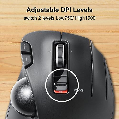 ELECOM EX-G Trackball Mouse, 2.4GHz USB Wireless, Ergonomic Design, Thumb Control, Smooth Roller Ball, Optical Tracking, 6 Programmable Buttons, Tilt Scroll, Computer Mice for Laptop PC, Windows & Mac - Image 5