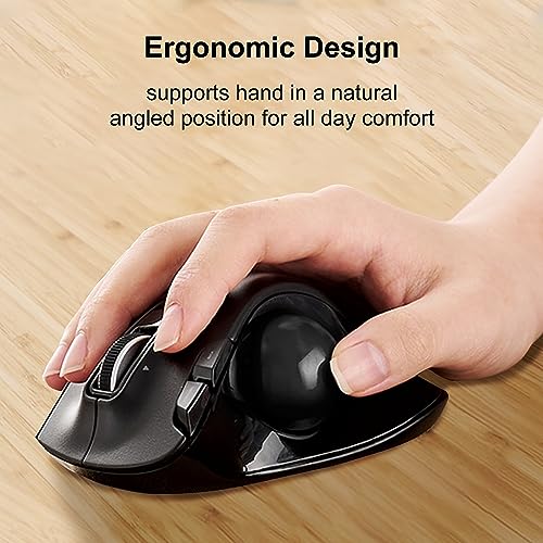 ELECOM EX-G Trackball Mouse, 2.4GHz USB Wireless, Ergonomic Design, Thumb Control, Smooth Roller Ball, Optical Tracking, 6 Programmable Buttons, Tilt Scroll, Computer Mice for Laptop PC, Windows & Mac - Image 2