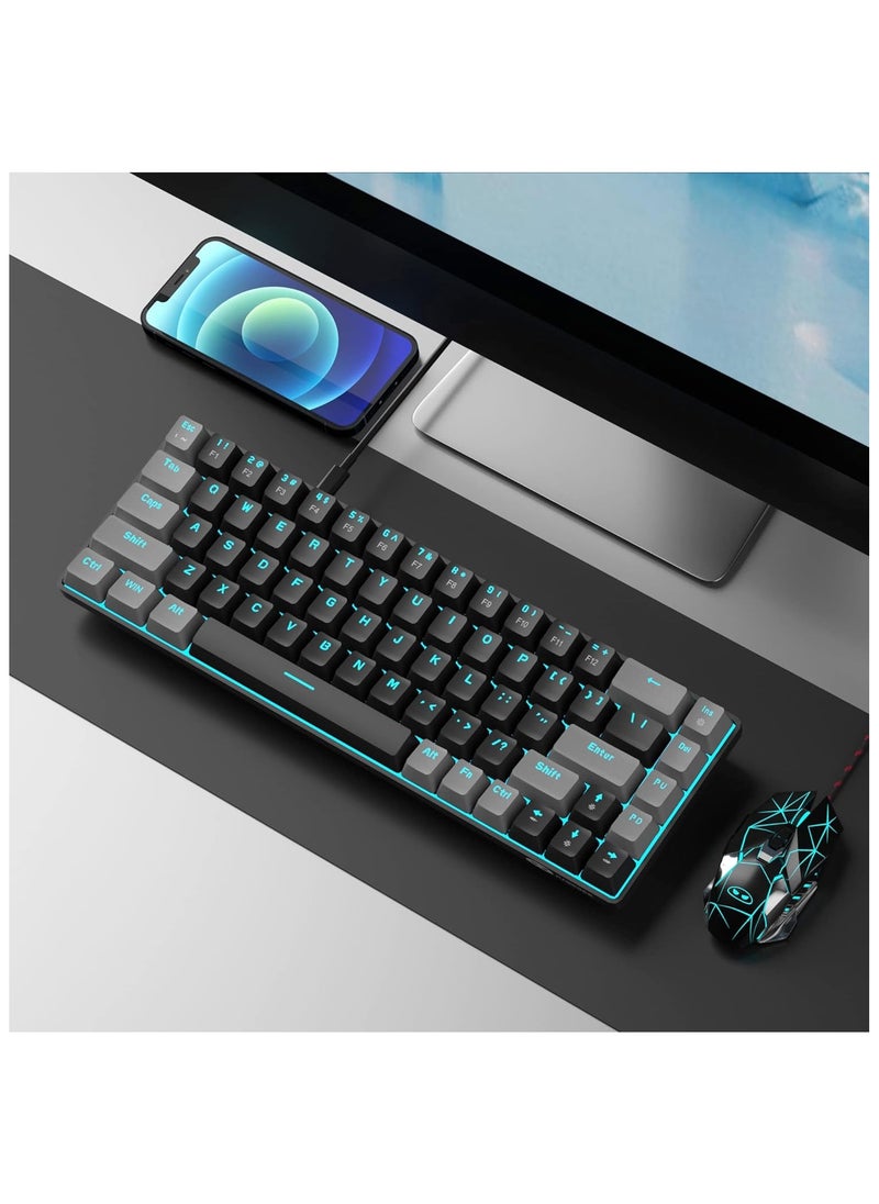 MageGee - MageGee Portable 60% Mechanical Gaming Keyboard, MK-Box LED Backlit Compact 68 Keys Mini Wired Office Keyboard with Red Switch for Windows Laptop PC Mac - Gray/Black - Image 1