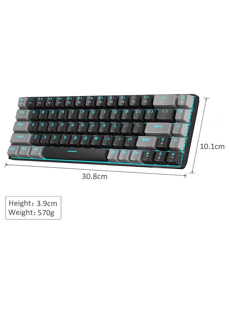 MageGee - MageGee Portable 60% Mechanical Gaming Keyboard, MK-Box LED Backlit Compact 68 Keys Mini Wired Office Keyboard with Red Switch for Windows Laptop PC Mac - Gray/Black - Image 1