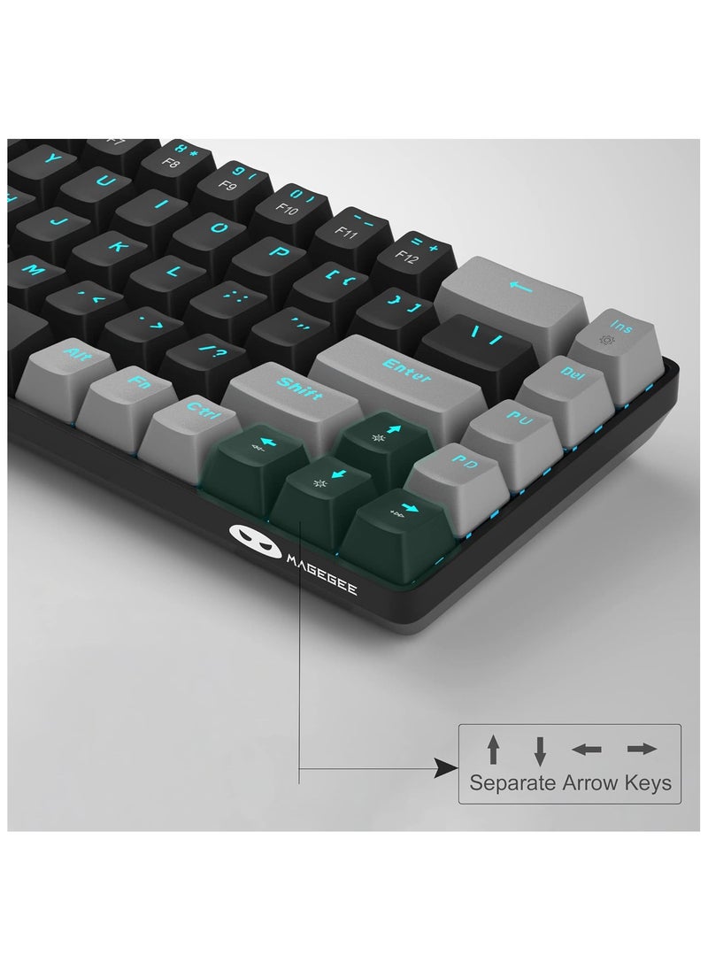 MageGee - MageGee Portable 60% Mechanical Gaming Keyboard, MK-Box LED Backlit Compact 68 Keys Mini Wired Office Keyboard with Red Switch for Windows Laptop PC Mac - Gray/Black - Image 1