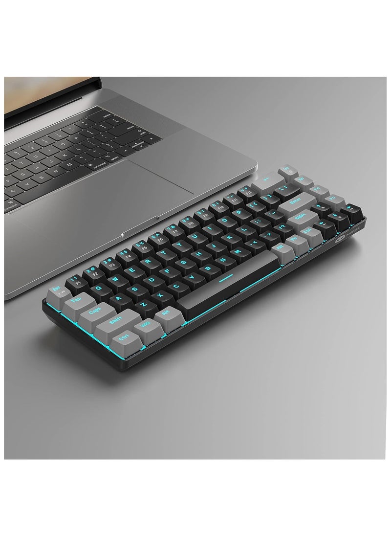 MageGee - MageGee Portable 60% Mechanical Gaming Keyboard, MK-Box LED Backlit Compact 68 Keys Mini Wired Office Keyboard with Red Switch for Windows Laptop PC Mac - Gray/Black - Image 1