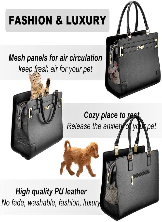 NewEle Fashion Dog Purse Carrier for Small Dogs with Shoulder Strap, Hold Up to 7lbs Quality PU Leather Pet Carrier, Cat Carrier, Airline Approved Puppy Purse Carrier for Travel (Black, Small Size) - Image 5