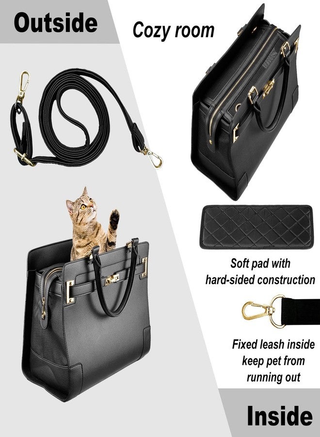 NewEle Fashion Dog Purse Carrier for Small Dogs with Shoulder Strap, Hold Up to 7lbs Quality PU Leather Pet Carrier, Cat Carrier, Airline Approved Puppy Purse Carrier for Travel (Black, Small Size) - Image 4