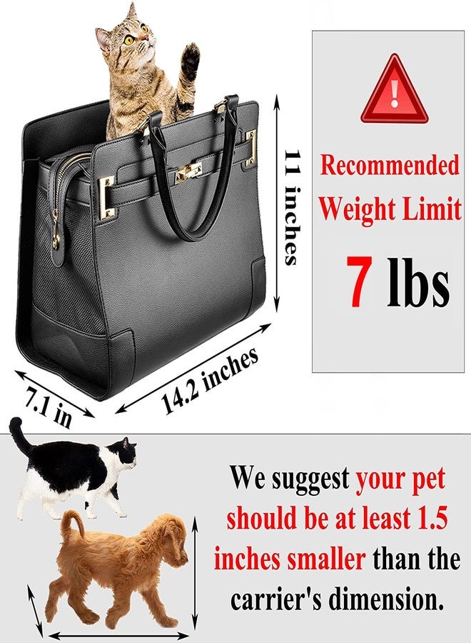 NewEle Fashion Dog Purse Carrier for Small Dogs with Shoulder Strap, Hold Up to 7lbs Quality PU Leather Pet Carrier, Cat Carrier, Airline Approved Puppy Purse Carrier for Travel (Black, Small Size) - Image 3