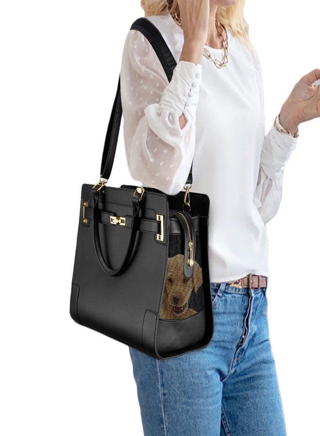 NewEle Fashion Dog Purse Carrier for Small Dogs with Shoulder Strap, Hold Up to 7lbs Quality PU Leather Pet Carrier, Cat Carrier, Airline Approved Puppy Purse Carrier for Travel (Black, Small Size) - Image 1