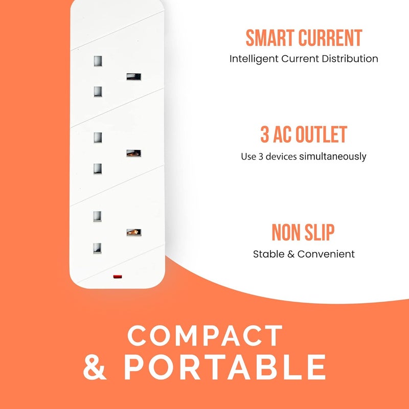 ELONSEY 10m Universal Power Extension Cord with 4 Power Plugs 4 Power Strip Outlets, 4 Way Power Strip, Extension Lead 10 meters - White (10M 4S) - Image 2