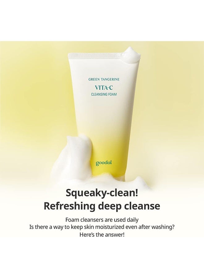 GOODAL Green Tangerine Vita C Cleansing Foam 150 ml, Gentle Formula for Deep Cleansing, Rich, Daily Foaming Face Wash, Non-Irritating, Clarifying, Moisturizing - Image 4