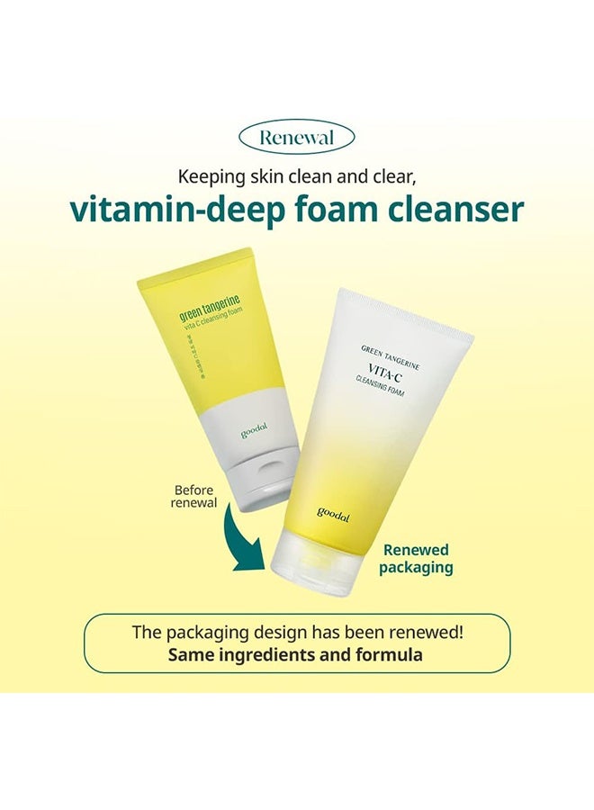 GOODAL Green Tangerine Vita C Cleansing Foam 150 ml, Gentle Formula for Deep Cleansing, Rich, Daily Foaming Face Wash, Non-Irritating, Clarifying, Moisturizing - Image 2