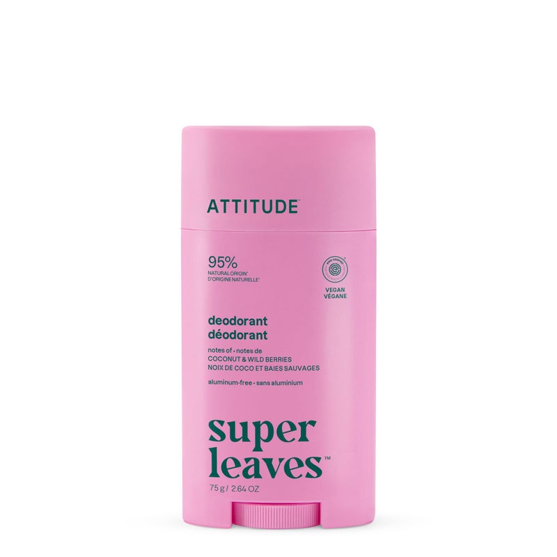 ATTITUDE Aluminum Free Deodorant, Natural Origin Ingredients, EWG Verified, Odor Control With Baking Soda, Twist & Glide, Dermatologically Tested, Vegan, Coconut & Wild Berries, 2.64 Oz - Image 1