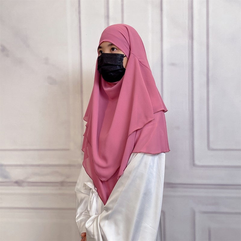 Casual Style Plain Double-Layer Chiffon Headscarf - Image 4