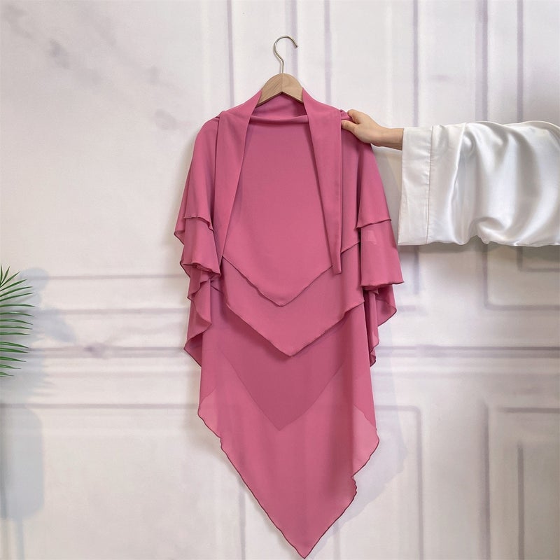 Casual Style Plain Double-Layer Chiffon Headscarf - Image 5