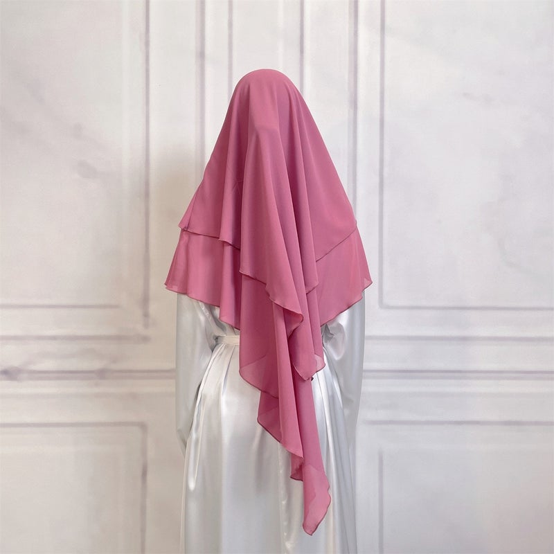 Casual Style Plain Double-Layer Chiffon Headscarf - Image 3