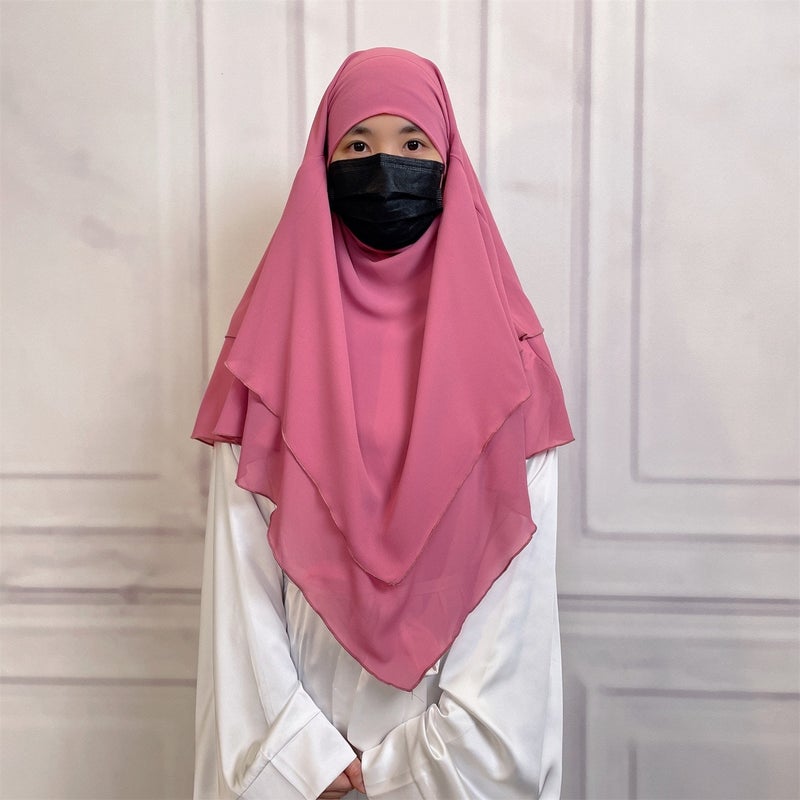 Casual Style Plain Double-Layer Chiffon Headscarf - Image 1