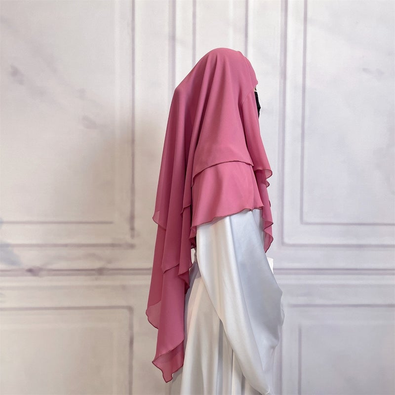 Casual Style Plain Double-Layer Chiffon Headscarf - Image 2
