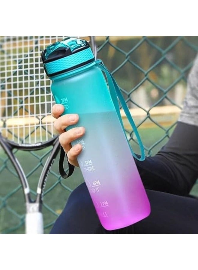 Motivational Water Bottle 900ML Straw Multicolour  - Image 5