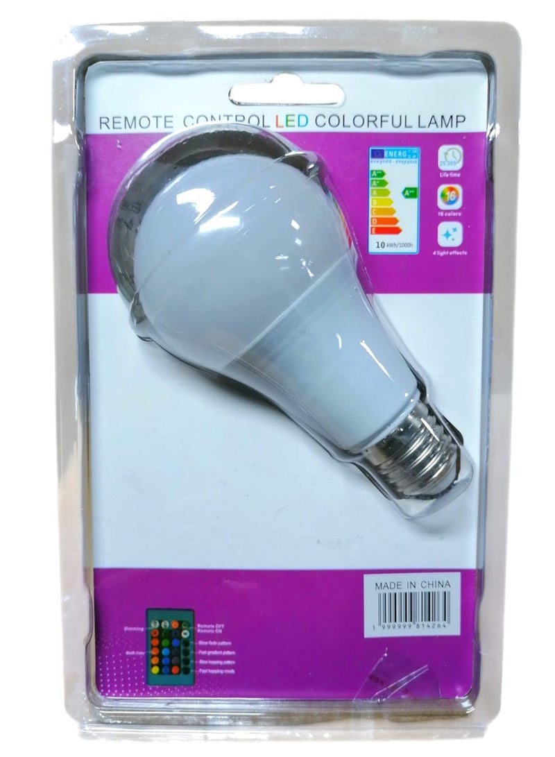 Smart RGB LED Bulb With Remote Control 15W/16 color