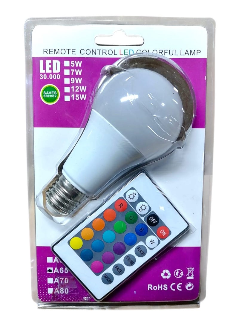 Smart RGB LED Bulb With Remote Control 15W/16 color