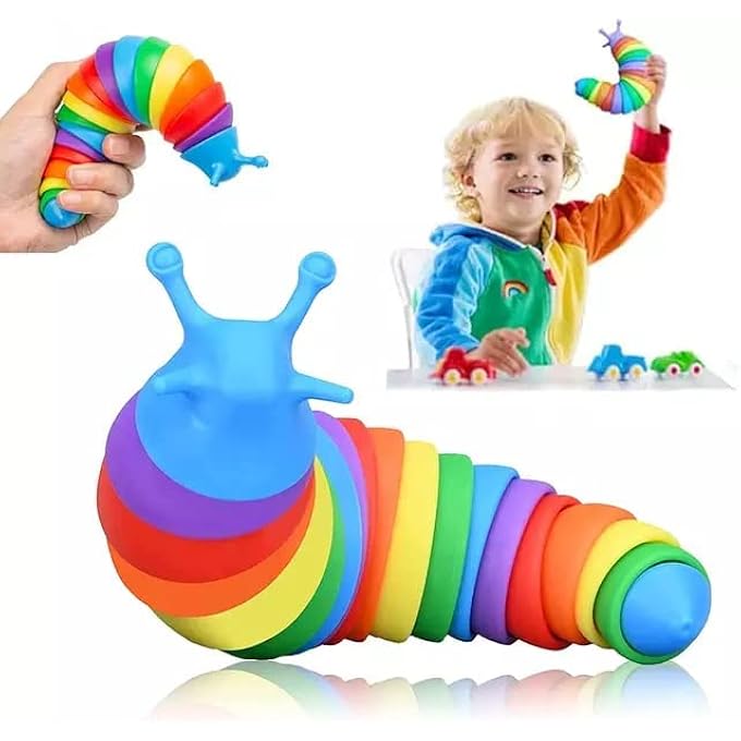 Ibecare 3D Rainbow Finger Slug Toy | Slug Fidget Snail | Stress releaser for Kids | Best Gift Toy 2022 | Sensory Toy for Adults & Kids | Relief Anti Anxiety - Image 2